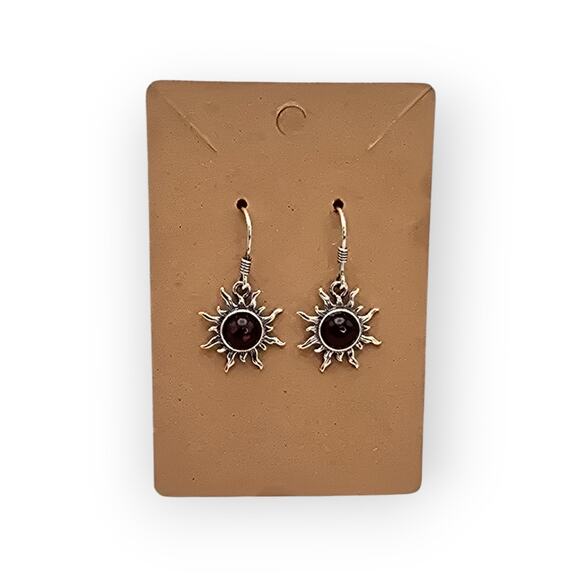 Amber Glass Sunburst Drop Earrings - Picture 5 of 5